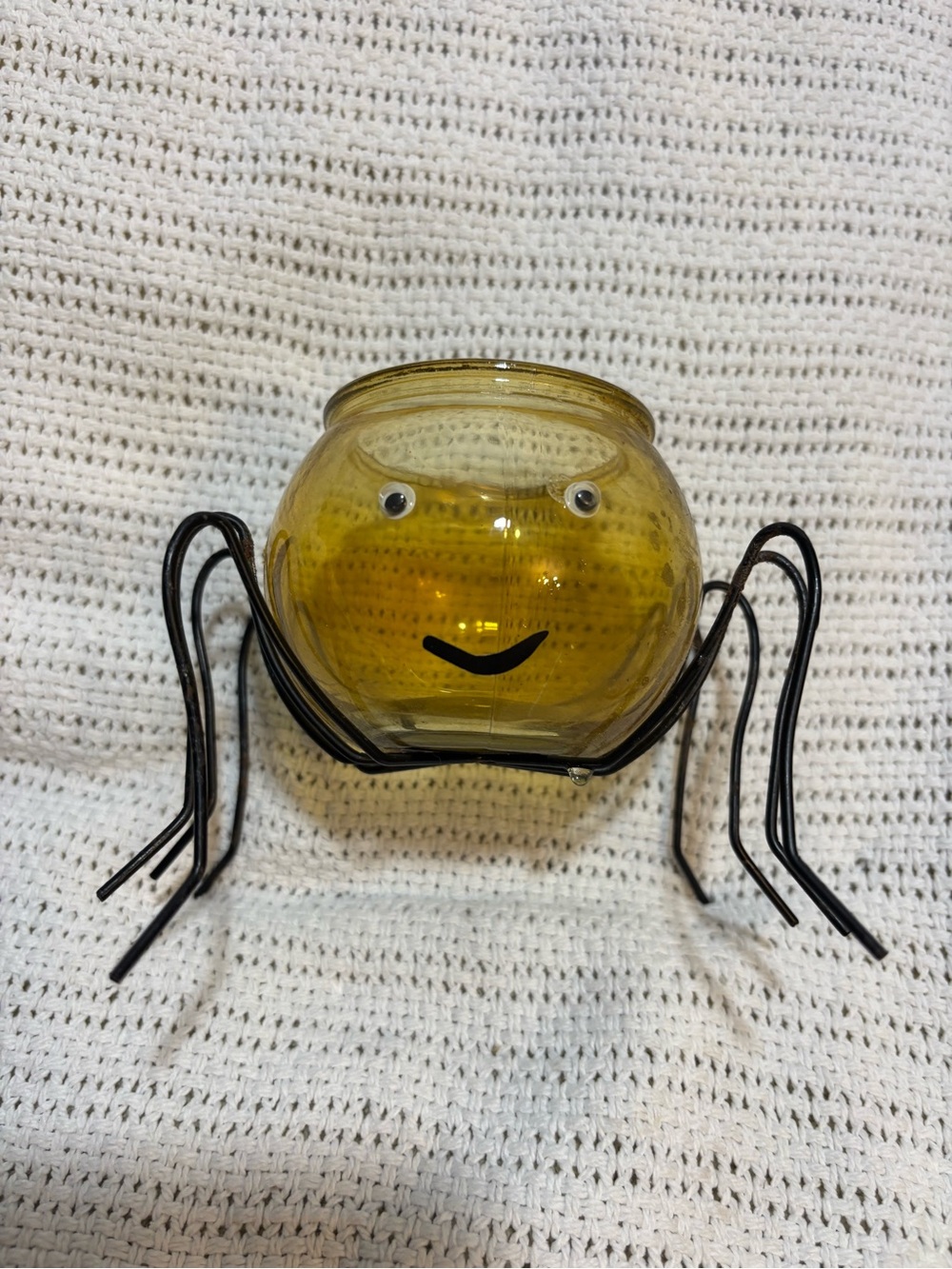 Amber Glass Spider Tea Light Holder - Brand